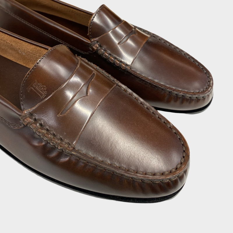 Tod's women's brown leather loafers