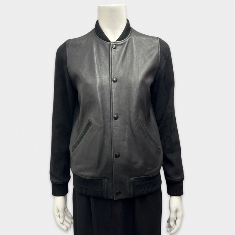 A.P.C. Women's Black Leather Bomber Jacket