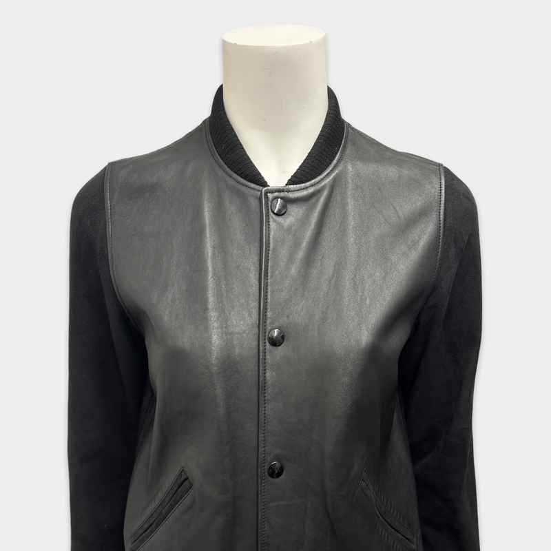 A.P.C. Women's Black Leather Bomber Jacket