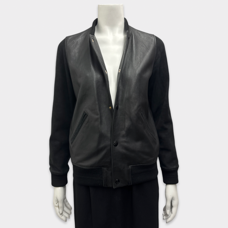 A.P.C. Women's Black Leather Bomber Jacket