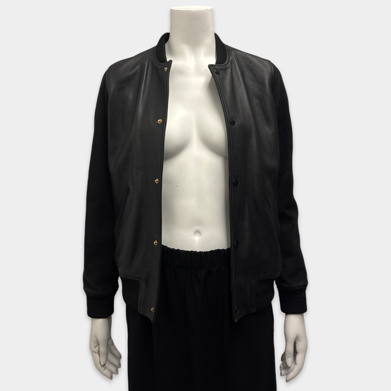 A.P.C. Women's Black Leather Bomber Jacket