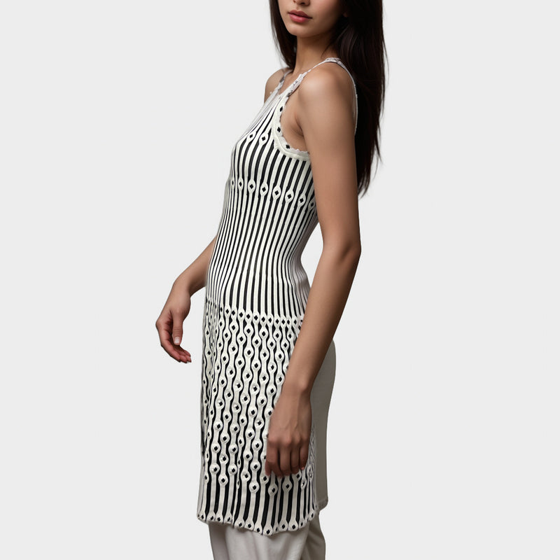Alaia women's Black and white sleeveless dress