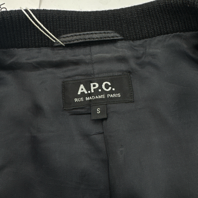 A.P.C. Women's Black Leather Bomber Jacket