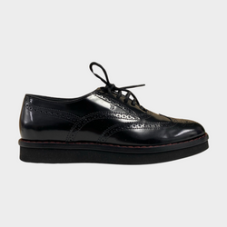 Tod's women's black laser cut lace up loafers