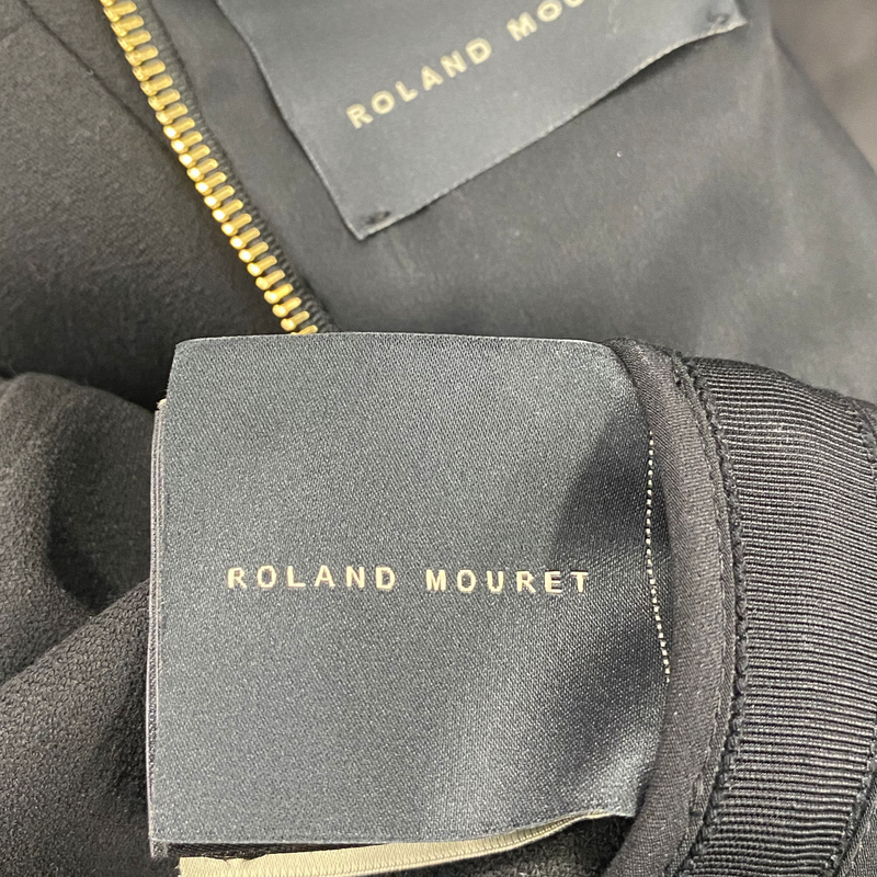 Roland Mouret black and navy point neckline mid-length dress