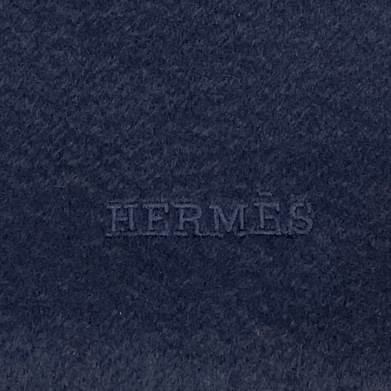 Hermes navy cashmere long scarf