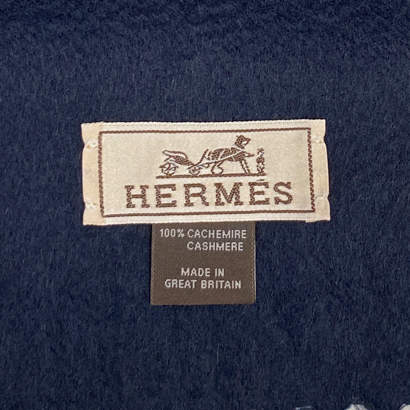 Hermes navy cashmere long scarf