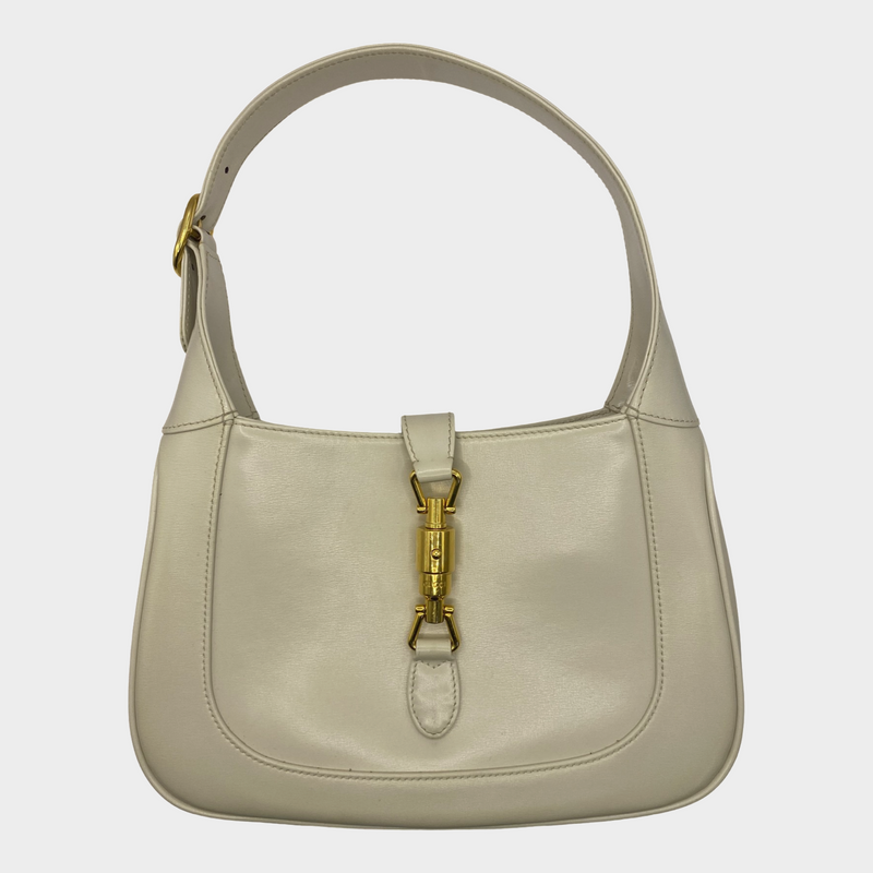 Gucci women's small 1961 Jackie ecru leather handbag with gold hardware