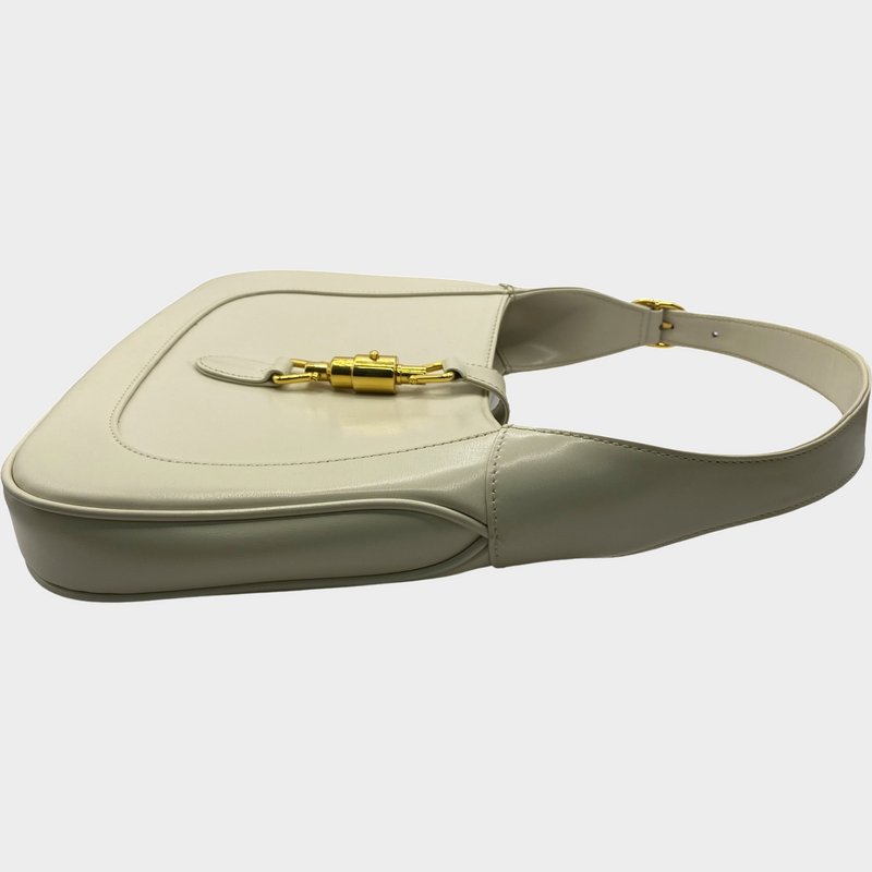 Gucci women's small 1961 Jackie ecru leather handbag with gold hardware