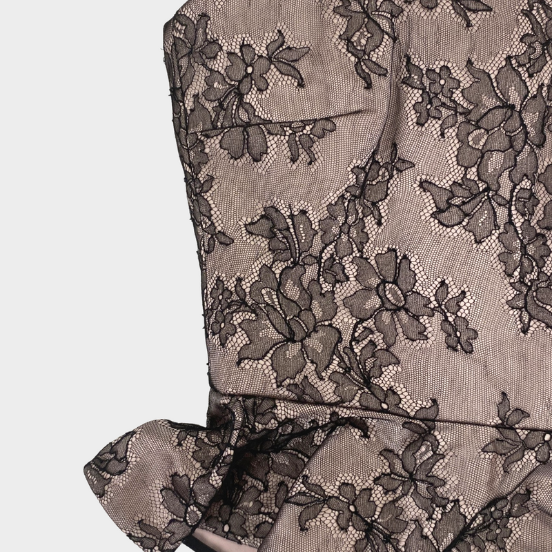 Emilio De La Morena women's pink underlay black lace corset top