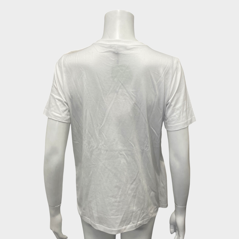 Balmain women's white cotton t-shirt with metallic silver embroidery applique