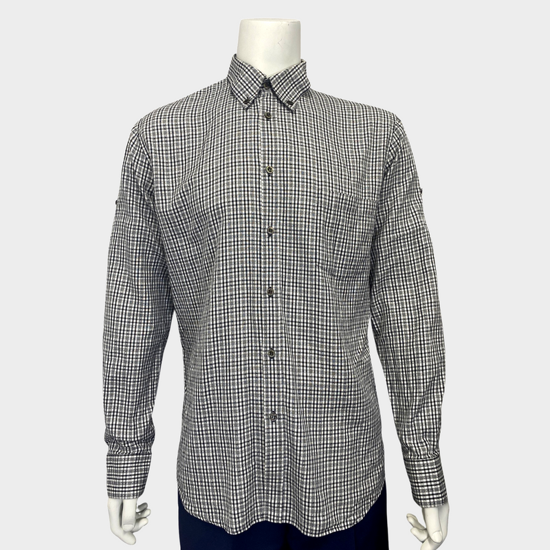 Alexander McQueen MCQ Men's  white and black checked cotton shirt