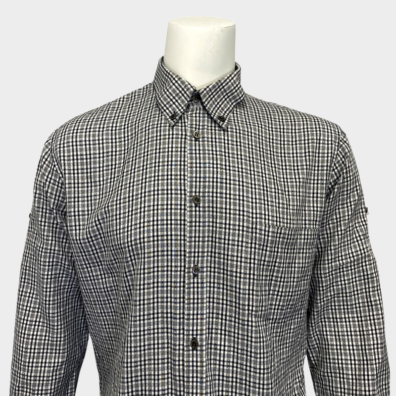 Alexander McQueen MCQ Men's  white and black checked cotton shirt