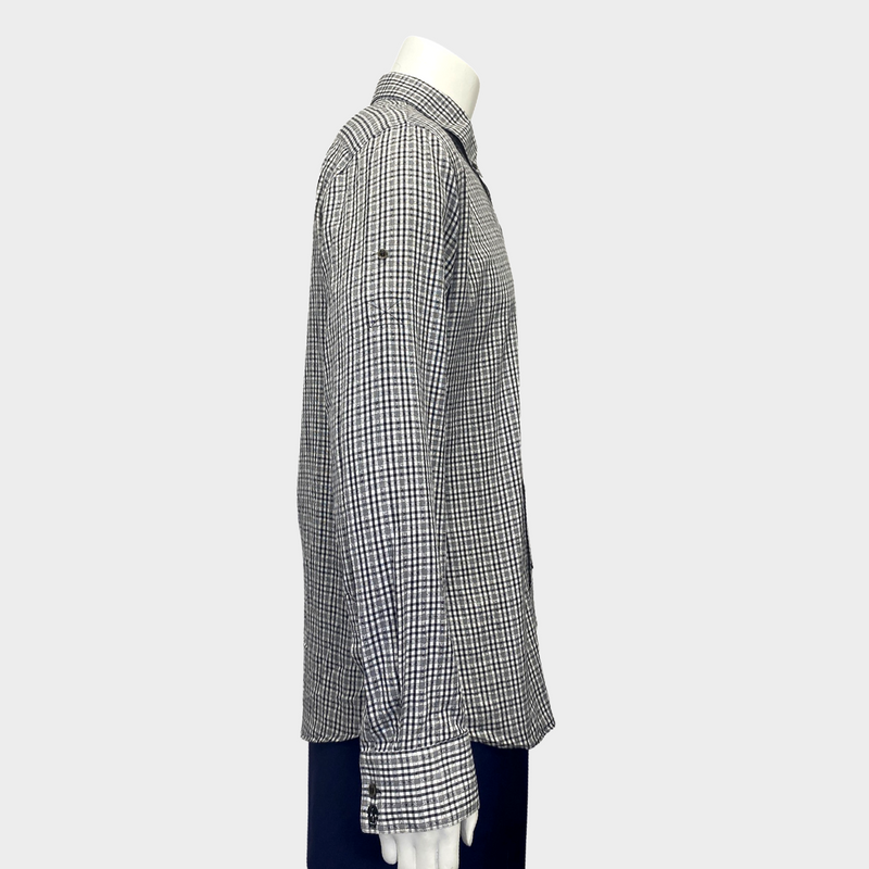 Alexander McQueen MCQ Men's  white and black checked cotton shirt