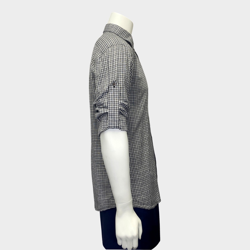 Alexander McQueen MCQ Men's  white and black checked cotton shirt