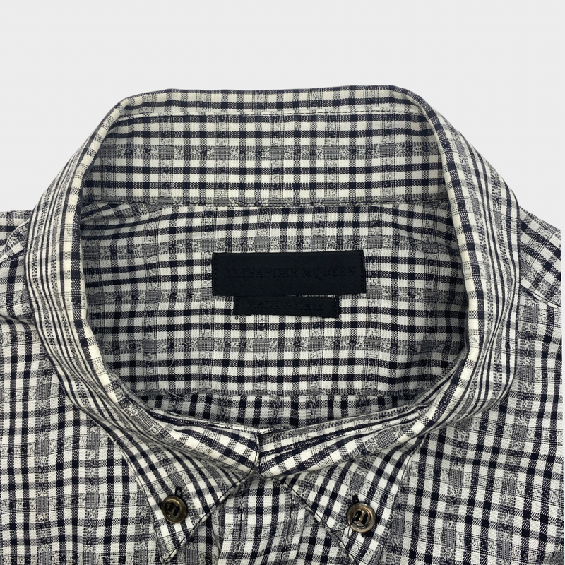 Alexander McQueen MCQ Men's  white and black checked cotton shirt