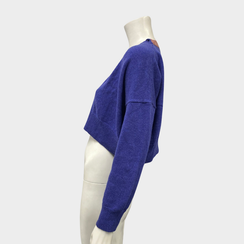 Loewe women's purple wool cropped cardigan