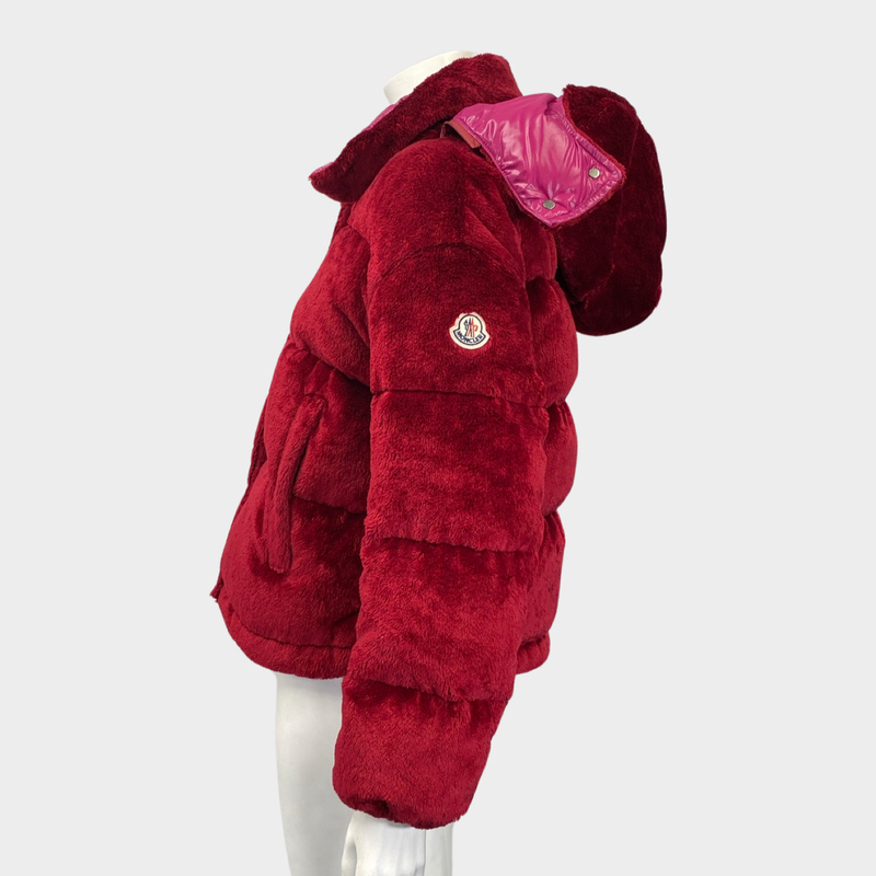 Moncler women's red teddy puffer jacket
