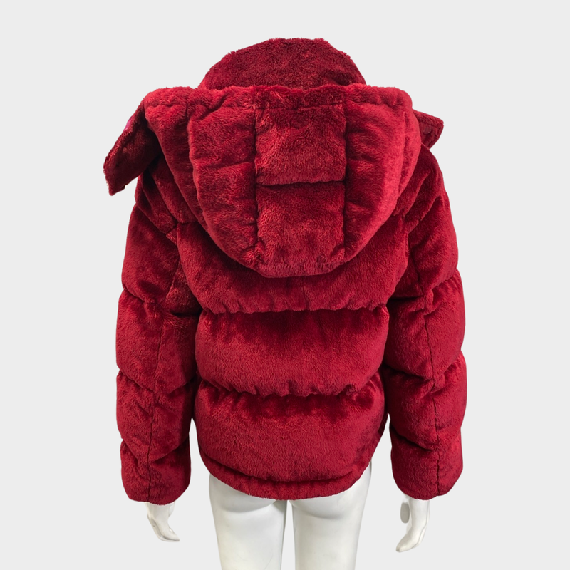 Moncler women's red teddy puffer jacket