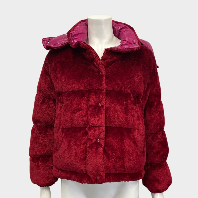 Moncler women's red teddy puffer jacket