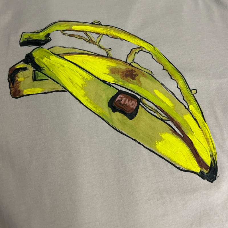 Fendi men's Beige banana graphic cotton T-Shirt