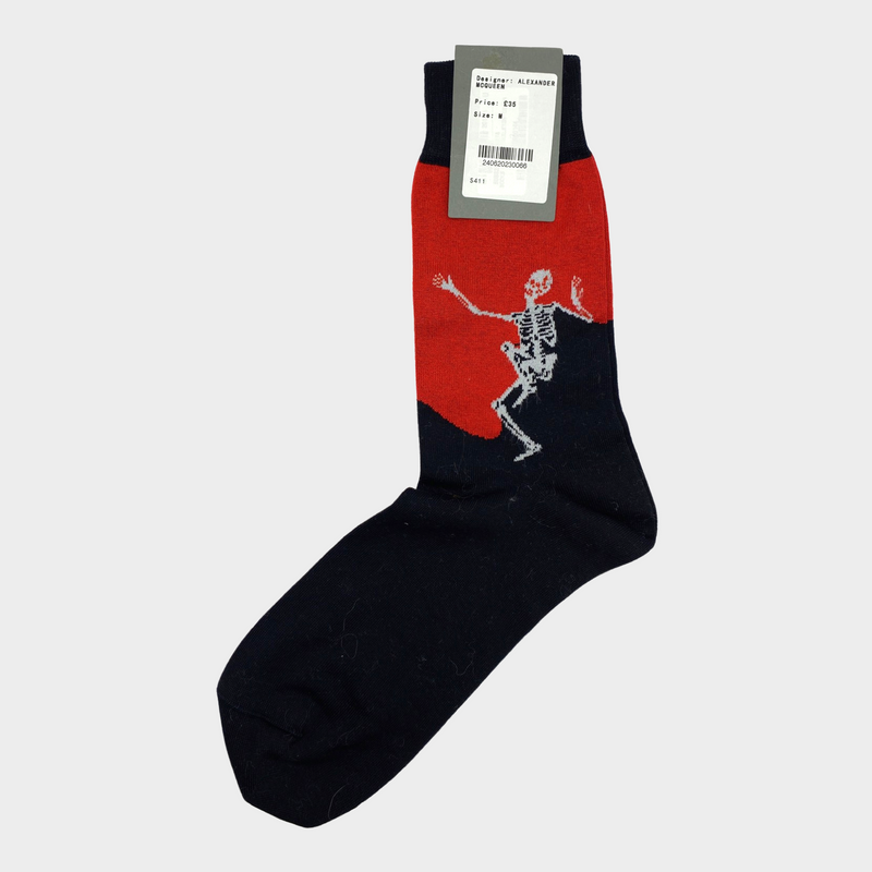 ALEXANDER MCQUEEN men's red and black cotton socks