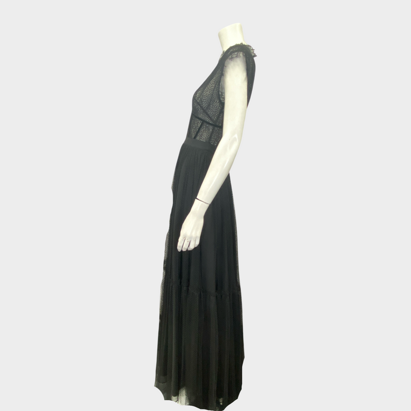 Sophia Kah black tulle and lace maxi dress