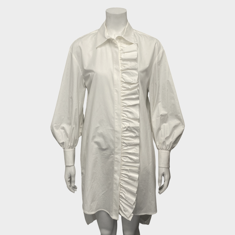 MSGM white cotton ruffle-detail shirt dress