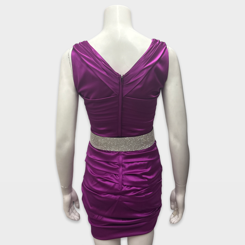 Dolce&Gabbana Fuchsia silk Evening mini Dress with crystal belt