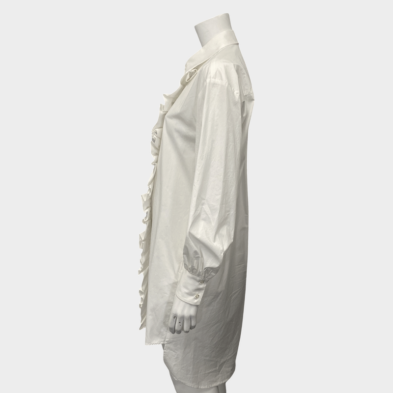 MSGM white cotton ruffle-detail shirt dress