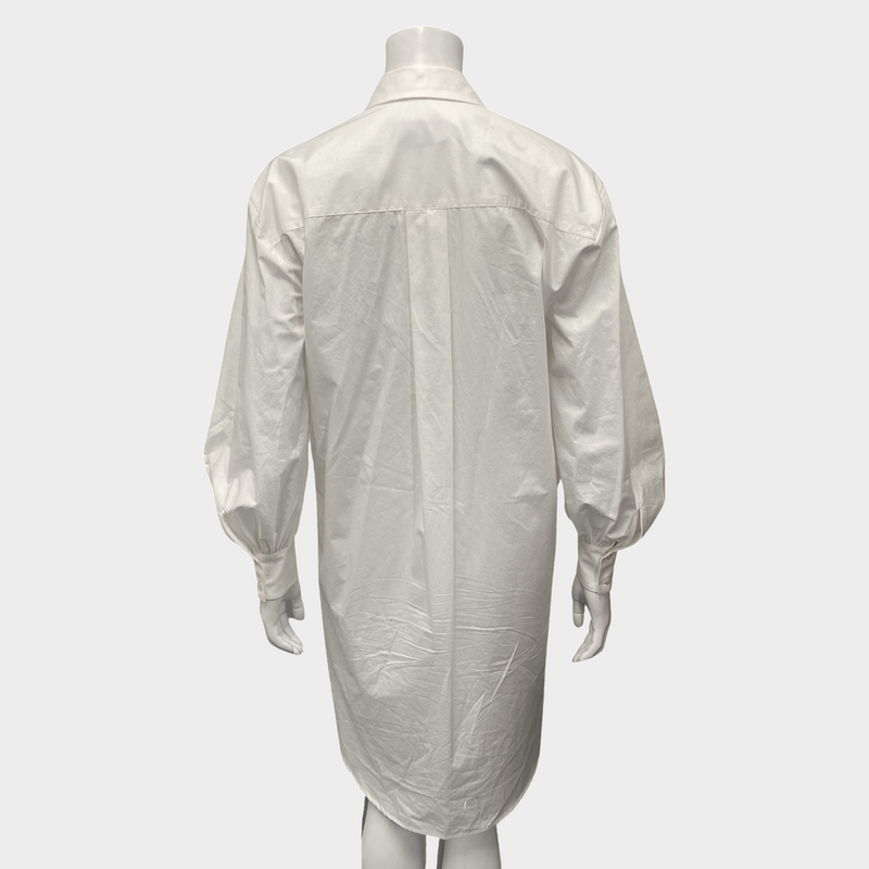 MSGM white cotton ruffle-detail shirt dress
