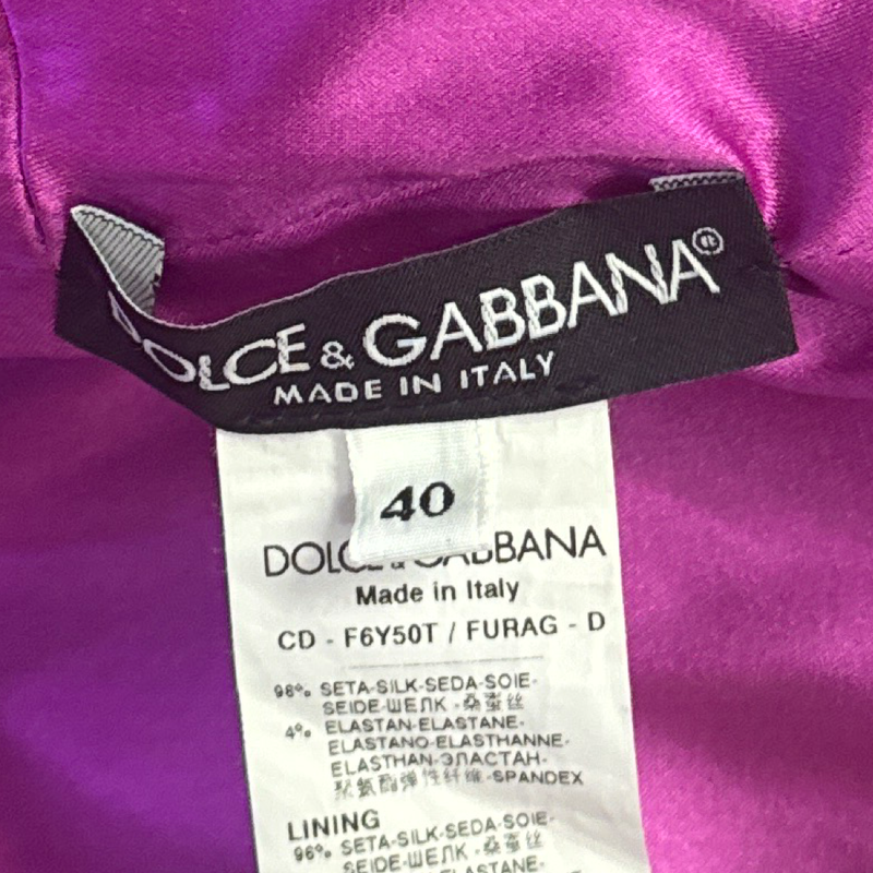 Dolce&Gabbana Fuchsia silk Evening mini Dress with crystal belt