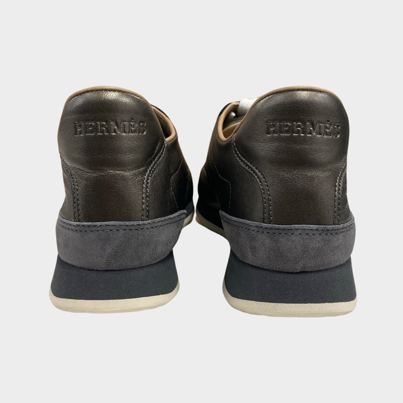 Hermes women's gold leather H logo trainers
