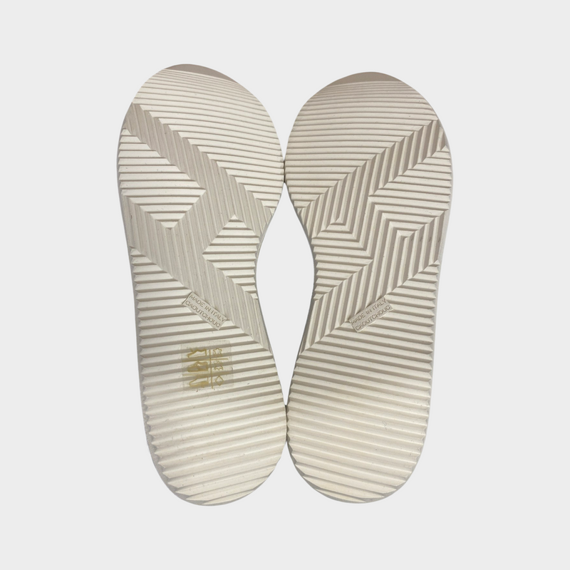 Hermes women's gold leather H logo trainers