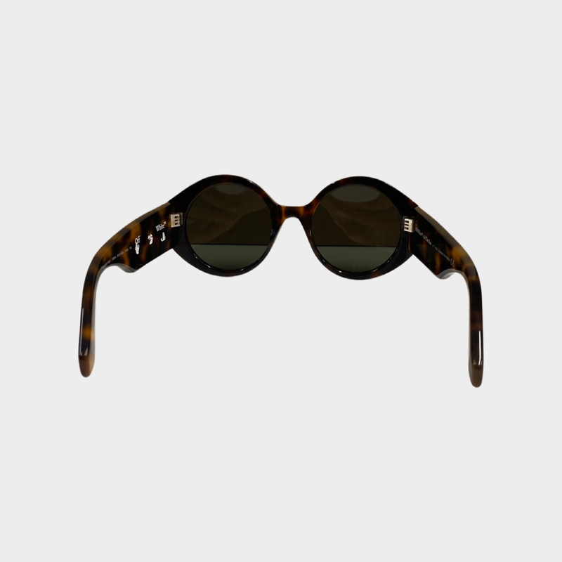 Off White brown tortoise shell round sunglasses