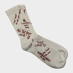 Golden Goose women's white cotton socks with red text print throughout