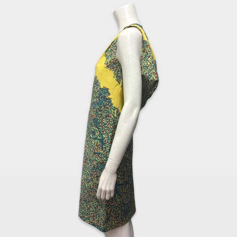 Balenciaga Green, Yellow, and Red print Silk Dress