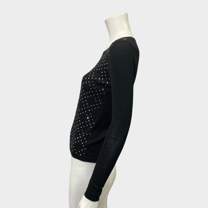 Pierre Balmain women's black crystal long sleeve jumper