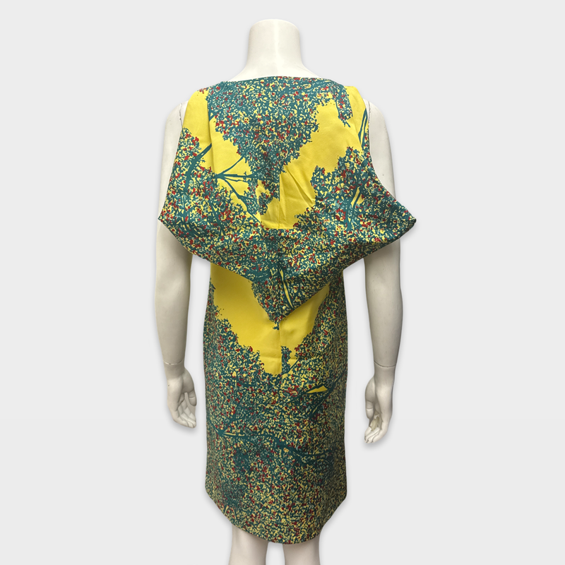 Balenciaga Green, Yellow, and Red print Silk Dress