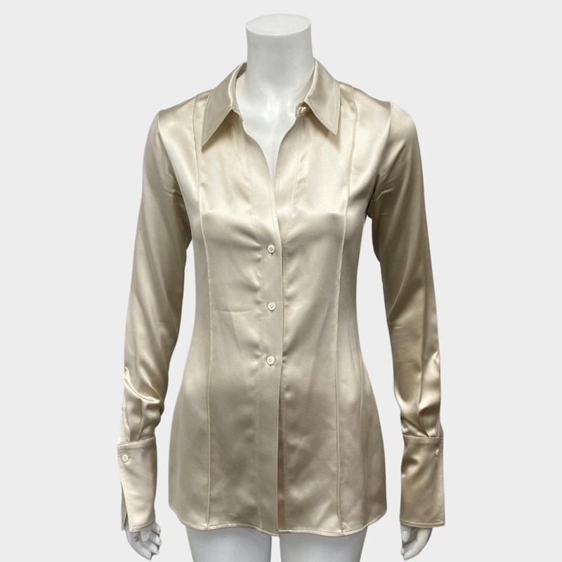 Peter Do women's structured ecru silk shirt blouse