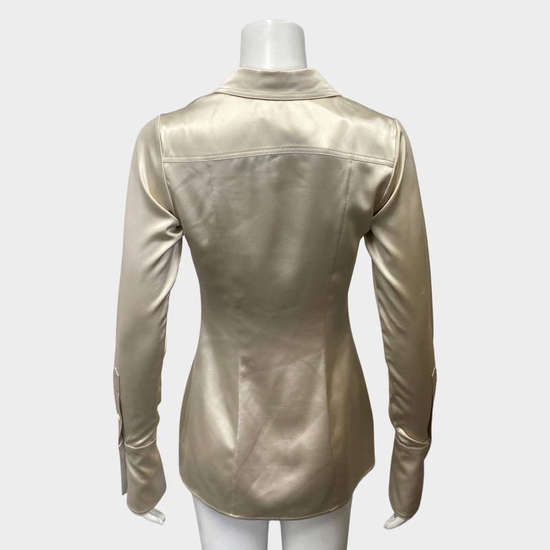 Peter Do women's structured ecru silk shirt blouse