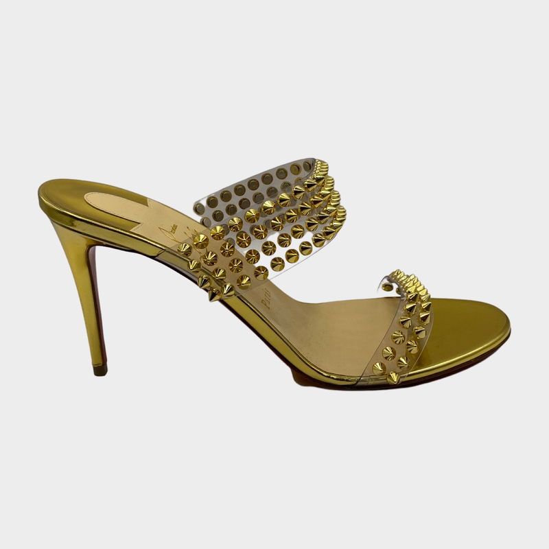 Christian Louboutin gold studded sandal heels