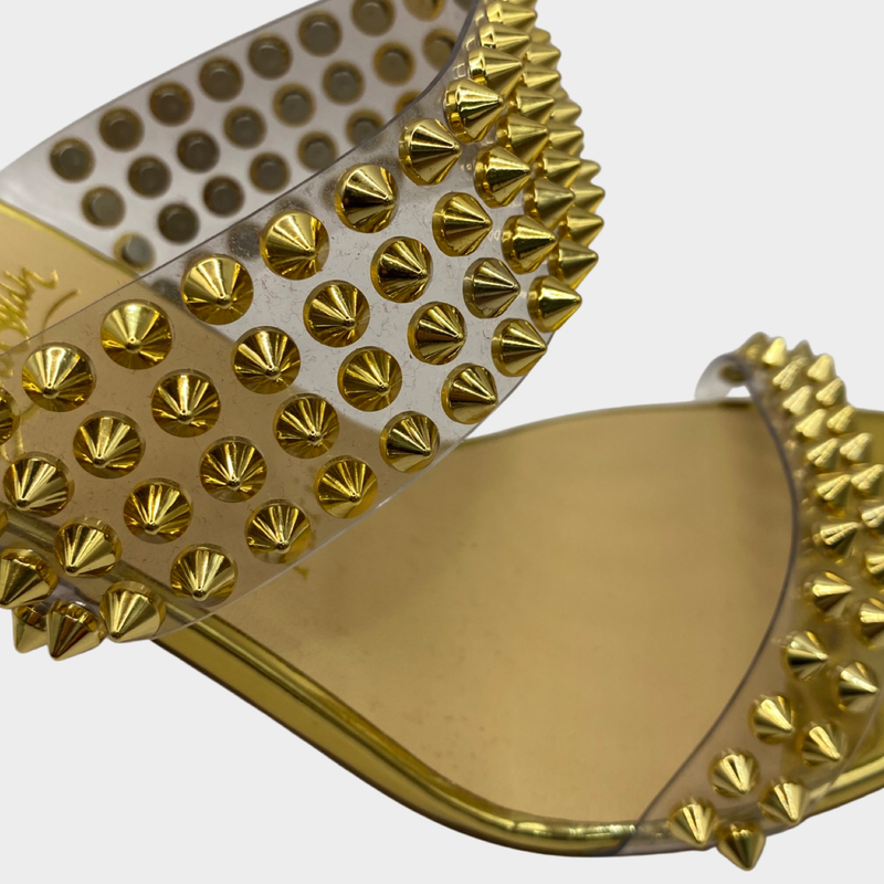 Christian Louboutin gold studded sandal heels