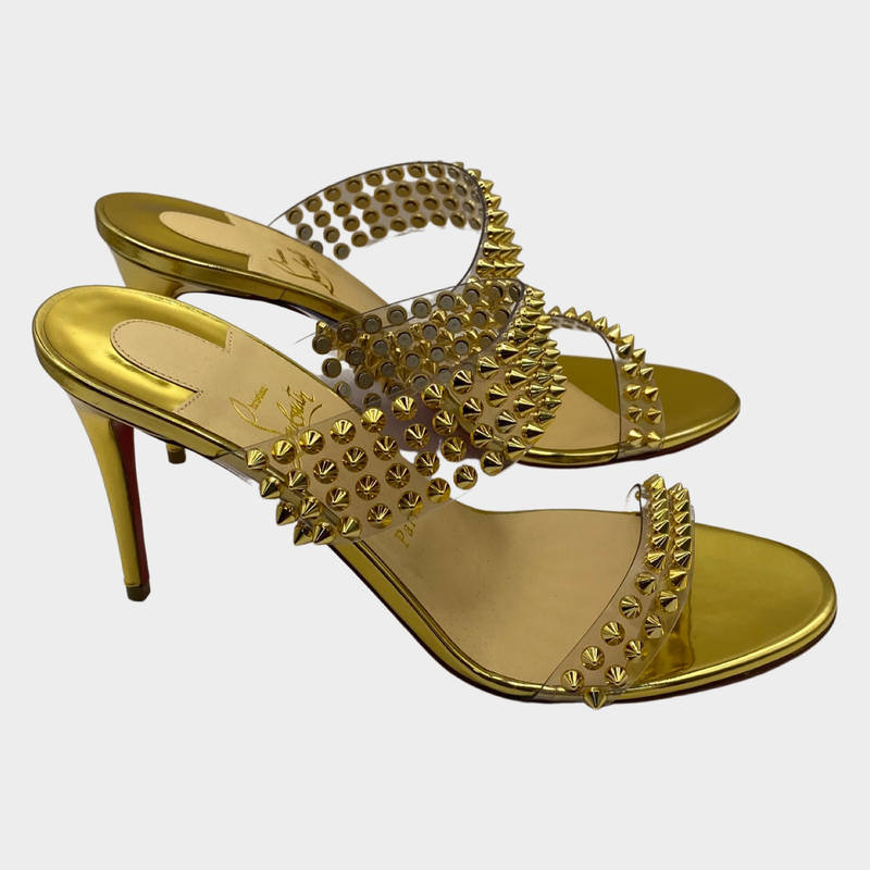 Christian Louboutin gold studded sandal heels