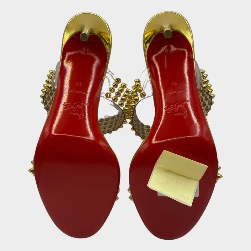 Christian Louboutin gold studded sandal heels