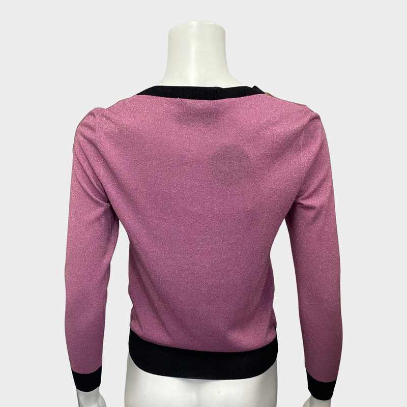 Gucci women's metallic purple lurex jumper with gold tone sequin detail