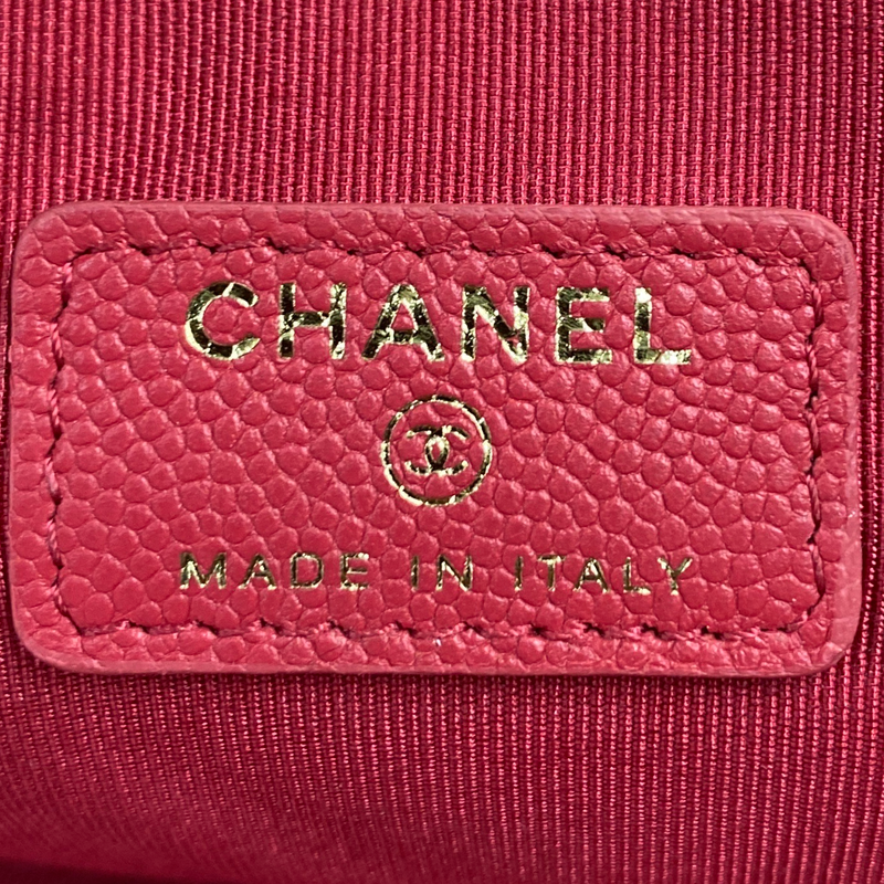 Chanel raspberry leather pouch
