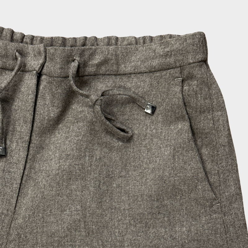 Max Mara women's beige wool wide-leg trousers
