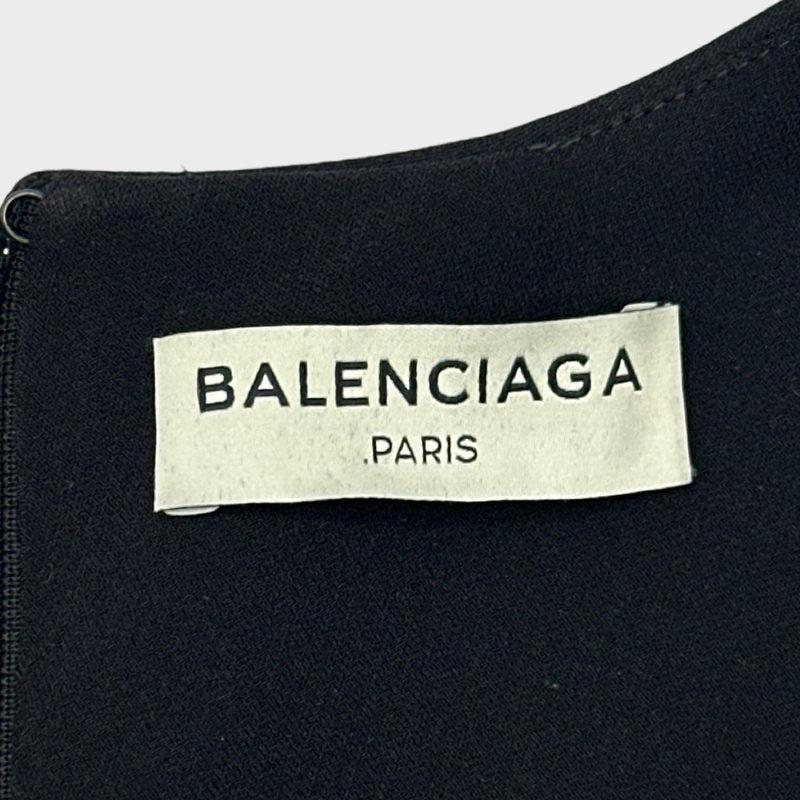 BALENCIAGA black triacetate sleeveless metal ring dress