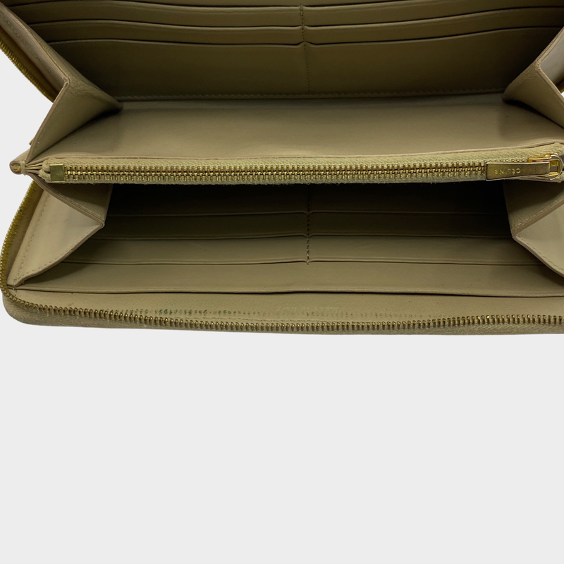 Celine women's two-toned beige and blue leather wallet